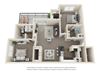 The Elm 2 Bedroom 2 Bath 3D Floorplan
